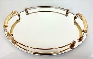 Bandeja de Servicio Moderna de Madera y Metal con Asa para Hotel, Bodas y Navidad, para Servir Alimentos en la Mesa - Product Image 6