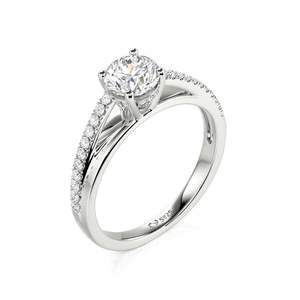 Jeulia Custom Geometric <b>Solitaire</b> Engagement <b>Ring</b> Rhodium & Gold Plated Sterling <b>Silver</b> with Zircon Stone 8mm Width - Product Image 2