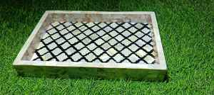 Bandeja de mango de madera con incrustaciones de madre perla de concha de mar Natural, postre de Ramadán Mubarak y plato para servir con fecha, regalo Eid Mubarak - Product Image 2