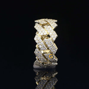 Maravilloso diseño de cadena cubana Hip Hop 925 anillo de plata esterlina elaborado con diamantes cultivados en laboratorio de corte redondo VVs Clarity - Product Image 2