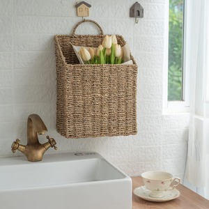 Panier de rangement pour courrier, journaux et magazines en jonc de mer, organisateur de bureau et mural - Product Image 3