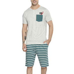 100% algodón hombres Slim Fit camiseta y conjunto corto transpirable manga corta Camiseta y pantalones cortos conjunto para venta en línea - Product Image 1