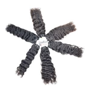 100% Naturel Remy Cuticule Aligné Vierge Noir Couleur Soyeux Bouclés Bundles Non Transformés Temple Indien Tissage Extensions de Cheveux Humains - Product Image 4