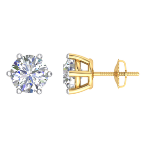 Boucles d'oreilles classiques en or jaune blanc 18 carats pour femmes VS1 Clarity Brilliant Cut Lab Grown Diamond IGI Certified Divya - Product Image 1