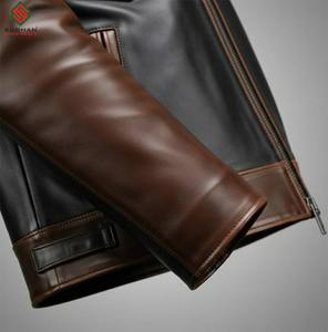 Blouson aviateur en cuir synthétique solide fait à la main - Hiver décontracté Fermeture éclair Col mandarin Service OEM - Product Image 6