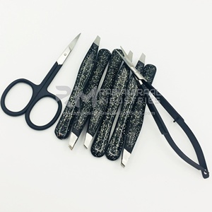 Juego de 4 pinzas para cejas de acero inoxidable de alta calidad con 2 tijeras diferentes para cutículas de cejas y tijeras de resorte para pestañas - Product Image 2