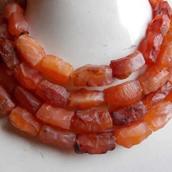 Carnelian Natural Rough Tube Shape Hammer Beads Loose Raw Stone Nuggets For Making Jewelry