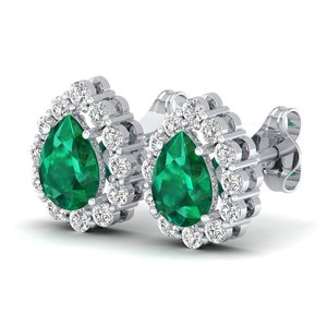 REYES Classic Design 14K Solid Gold Pear Cut 1.03Ct <b>Emerald</b> Gemstone Screw Back <b>Stud</b> <b>Earrings</b> GRA Certified Moissanite Jewelry - Product Image 3