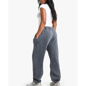 Pantalons de survêtement amples pour femmes, taille haute, décontractés, sport, 100% coton, molleton lavé, pantalon de jogging - Product Image 2