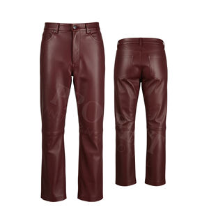 OEM ODM Custom Classic Leather Pants Straight Fit Fashionable Casual Motorbike <b>Trousers</b> Stylish Durable PU Leather Pants - Product Image 6