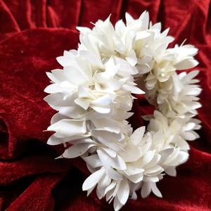 Bracelet Gajra en jasmin blanc, bracelets floraux de mariée pour Haldi Mehndi, bracelet en tissu Mogra, bijoux de mariage, bracelet réutilisable - Product Image 1