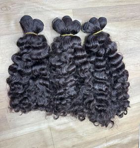 Paquetes de cabello de templo indio virgen Cabello humano crudo del sur de la India Trama de máquina Extensiones de doble dibujado al por mayor - Product Image 1