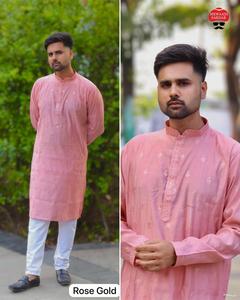 Tela Kurta de seda Premium para hombre con bordado disponible para venta en línea para ropa india y pakistaní - Product Image 4