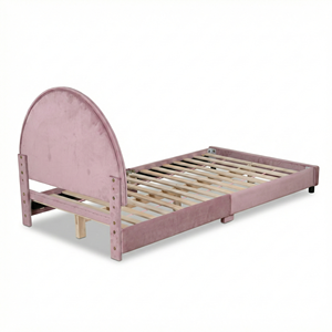 New Eco-Friendly Kids <b>Bed</b> Frame LED Upholstered Velvet Rainbow Design Twin Size for Kindergarten Bedroom Furniture Sturdy Frames - Product Image 6