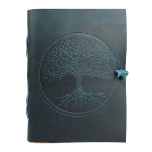 Cuaderno de Tapa Dura con Diseño de Árbol de la Vida en Relieve, 100% Cuero Genuino, con Correa y Páginas de Arte en Blanco con Borde Irregular - Product Image 3