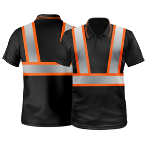 Polo de sécurité fluorescent personnalisé en usine Chemise réfléchissante de travail haute visibilité d'été avec poches - Product Image 1