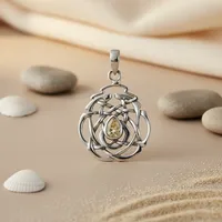 925 Silber Damen Christlicher Religiöser Schmuck Handgefertigter Versilberter Keltischer Knoten Anhänger Roségold Bernstein Edelstein Charm