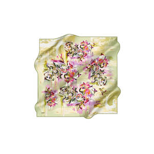 Écharpe carrée en soie 100% à imprimé floral numérique, style vintage de luxe pour le printemps et l'été - Product Image 1