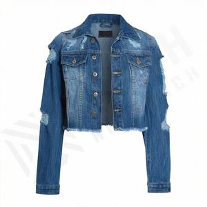 Nouvelle arrivée : Veste en jean légère pour homme, haute qualité, effet vieilli, manches longues, couleur personnalisée, jean délavé, hiver, devant - Product Image 1