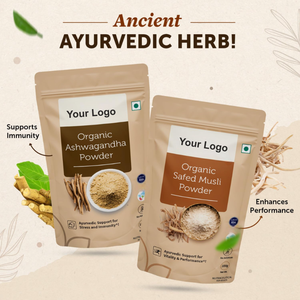 Extracto de hierbas en polvo de raíz de Ashwagandha orgánica pura de etiqueta privada 100% en tarro de albañil de grado alimenticio disponible al por mayor de La India - Product Image 2