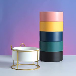 Cuenco de madera para mascotas, cuenco de cerámica de alta calidad para comida de gatos y perros pequeños, de cara plana, precio al por mayor - Product Image 4