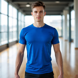 Camisetas de manga corta para ejercicio de Yoga, camisetas 100% de poliéster y algodón, camisetas atléticas de verano para hombres - Product Image 6