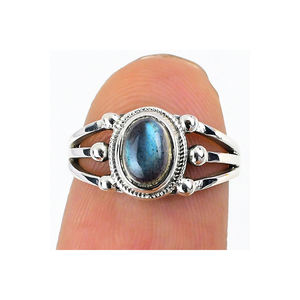 Bagues en argent Sterling massif 925 faites à la main bijoux en pierres précieuses Labradorite unisexe Style classique pour cadeau de fête de fiançailles de mariage - Product Image 1