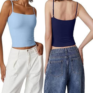 Vente en gros T-shirt court pour femmes débardeur sans couture Streetwear tricot côtelé extensible sans manches décontracté débardeur stock - Product Image 6