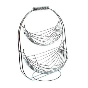 Industria tendencia Alambre de hierro Metal 2 niveles cesta de frutas Color negro Decoración de mesa Hotel restaurante tamaño personalizado - Product Image 1