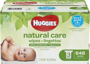 Lingettes pour bébé Huggies Natural Care, sensibles, non parfumées, 3 paquets de recharge, 648 lingettes au total - Product Image 2