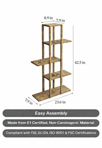 Étagère de salle de bain en bois à 5 niveaux, unité de rangement verticale, étagère décorative multifonctionnelle en bois - Product Image 2