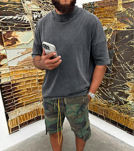 T-shirts vintage surdimensionné de haute qualité délavé à l'acide col rond t-shirt court logo personnalisé 100% coton t-shirt pour hommes - Product Image 4