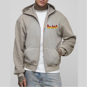 Sweat à capuche personnalisé 80% coton 20% polyester coupe carrée pour hommes lourds sweat à capuche basique avec fermeture éclair DTF personnalisé logo imprimé sweats à capuche respirants pour hommes - Product Image 1