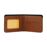 Dompet Pria Kulit Asli Logo Embos Fashion Travel RFID Blocking Tahan Air Penutup Ritsleting Lapisan PVC Kartu Bank Panjang