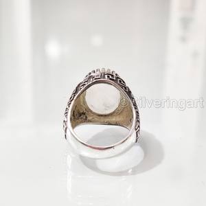 Vente en gros de bagues pour hommes, pierres de lune arc-en-ciel, feu bleu naturel, pierres précieuses, bijoux arabes orientaux, bagues en argent sterling 925 - Product Image 6