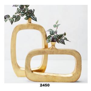 Vase à fleurs carré moderne en aluminium doré avec finition polie brillante pour la décoration de la maison, lot de 2 pièces - Product Image 1