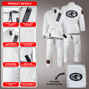 Genteel jiu jitsu kimonos Gi de jiu jitsu brésilien blanc avec des logos de marque personnalisés et des matériaux kimonos bjj de marque de qualité supérieure - Product Image 6