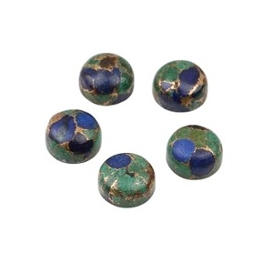 Nouveauté 14mm cercle Cabochon naturel Azurite cuivre Composite lisse pierres précieuses en vrac fabrication de bijoux boucles d'oreilles bijoux - Product Image 2
