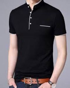 Camiseta de punto de algodón 100% para hombre con cuello alto de moda cuello de algodón orgánico estampado de logotipo personalizado moda económica para hombre - Product Image 5