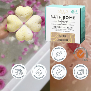 Caja de Regalo para el Día de la Mujer, Set Premium de Bombas de Baño Orgánicas, 4 Vaporizadores de Ducha en Forma de Corazón con Fragancia a Leche de Cabra, OEM ODM - Product Image 1