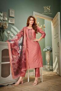 Ensemble de pantalon Kurti évasé 3 pièces pour femme de créateur indien Dupatta Festival pakistanais ethnique Salwar Kameez robe de costume de mariage fantaisie - Product Image 6