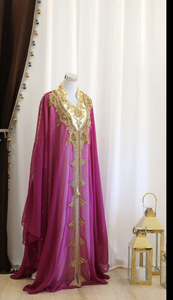 Kaftan islámico marroquí moderno para mujer Vestido de playa largo hasta el suelo con suministro ODM de manga larga transpirable - Product Image 1