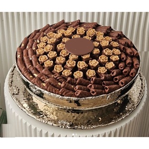 Bol en métal argenté de qualité supérieure affichage de chocolat bonbons au chocolat ronds fantaisie plat de service pour les mariages et autres célébrations - Product Image 1