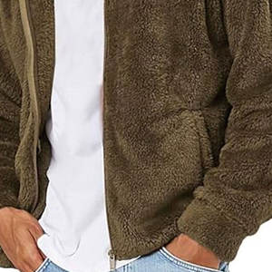 Veste en polaire sherpa pour homme, de haute qualité, chaude pour l'hiver, confortable, décontractée, vêtements d'extérieur, col montant doux, logo sur le devant - Product Image 6