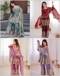 Nueva Colección de Ropa de Fiesta de Diseñador, Conjunto de Top, Palazzo y Dupatta de Maruti Fashion - Product Image 6