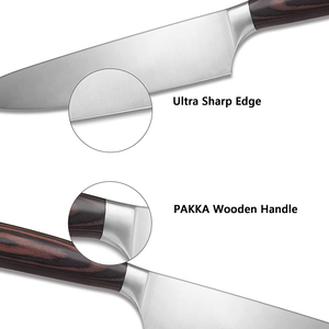 Couteau de chef de cuisine en acier inoxydable à haute teneur en carbone avec manche en bois de Pakka personnalisé de haute qualité OEM ODM Service en gros - Product Image 5