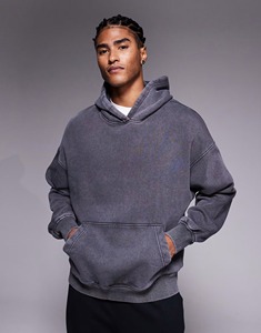 Sweat à capuche vintage grande taille, tricoté, poids lourd 420 g/m², écologique, streetwear, avec logo brodé personnalisé - Product Image 1