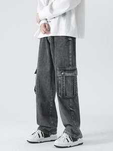 กางเกงยีนส์ทรงตรงสไตล์อเมริกัน แบรนด์ดัง ดีไซน์หลวม ระบายอากาศได้ดี มีกระเป๋าหลายช่อง เหมาะกับฤดูใบไม้ร่วง ลุคเท่ๆ สไตล์ลำลอง - Product Image 5