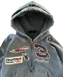 เสื้อมีฮู้ดสองชั้นผ้าคอตตอน100% แบบวินเทจผ้าคอตตอนคุณภาพดี350แกรม - Product Image 3