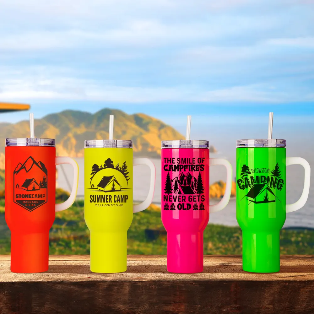 PYD Life 40 oz Neon Tumblers Stainless Steel Sublimation 40oz Tumbler With Handle And Straw Lid Insulated